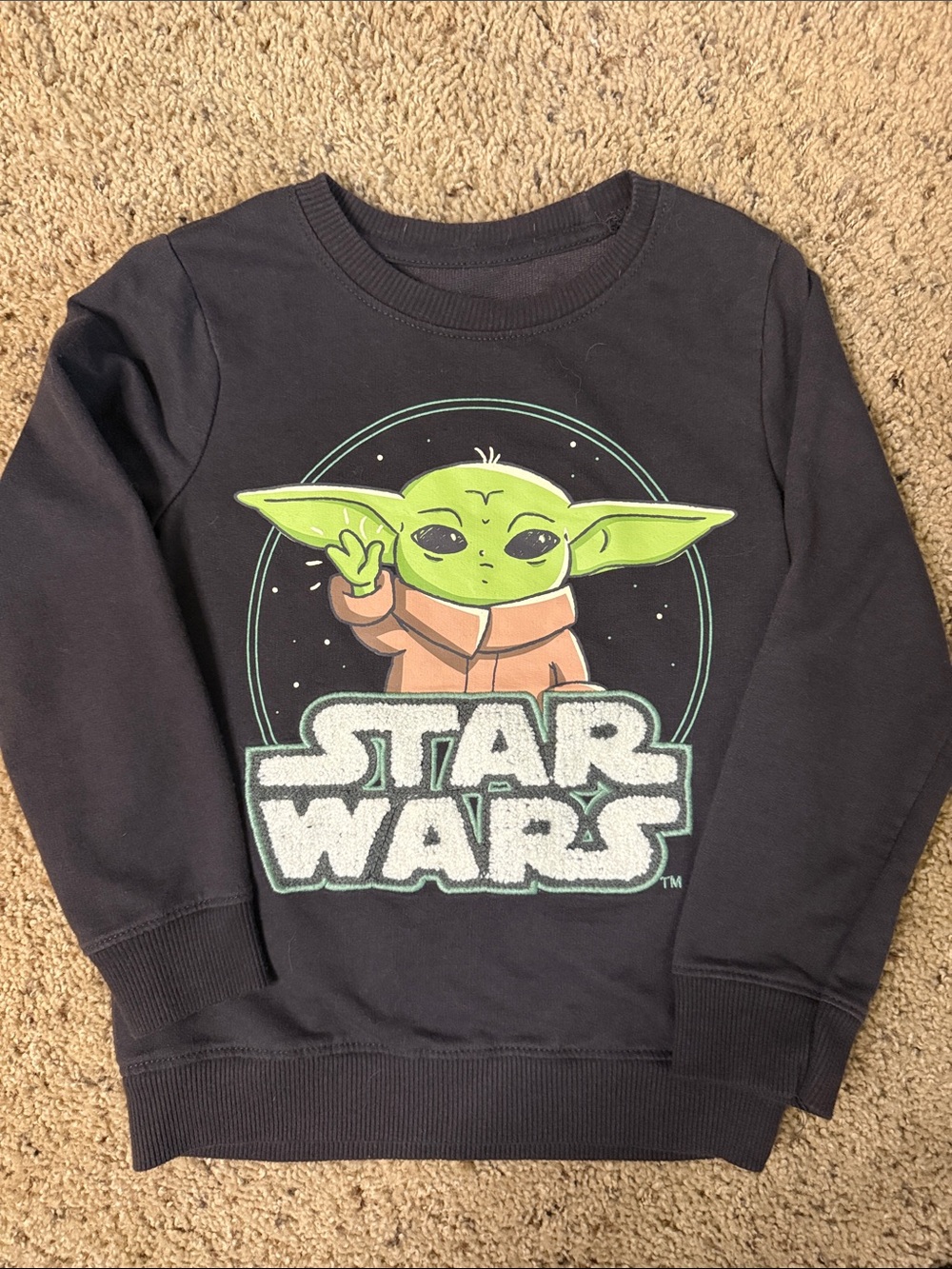 Star Wars Kids Sweatshirt with Green Grogu Graphic - Black